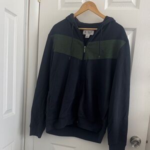 Original Penguin Dark Blue and Forest Green Zip-Up Sweater